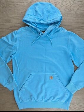 Carhartt Hoodie Mens Small Blue Relaxed Fit Pocket Logo NWT
